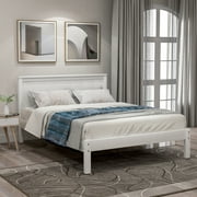 Favorland Twin Platform Bed Frame with Headboard, White
