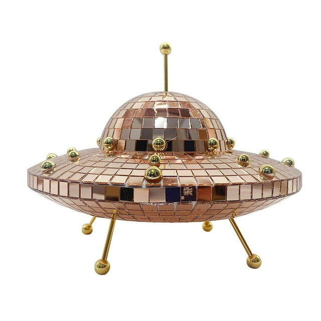 Disco Ball UFO Mirror Reflective Balls Kawaii Home Desk Decorations (Silver)