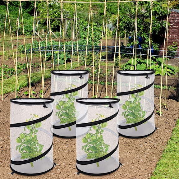 4 Pcs Foldable Plant Covers for  from Birds and Insects | Lightweight Mesh Plant Enclosures with Carry Bags