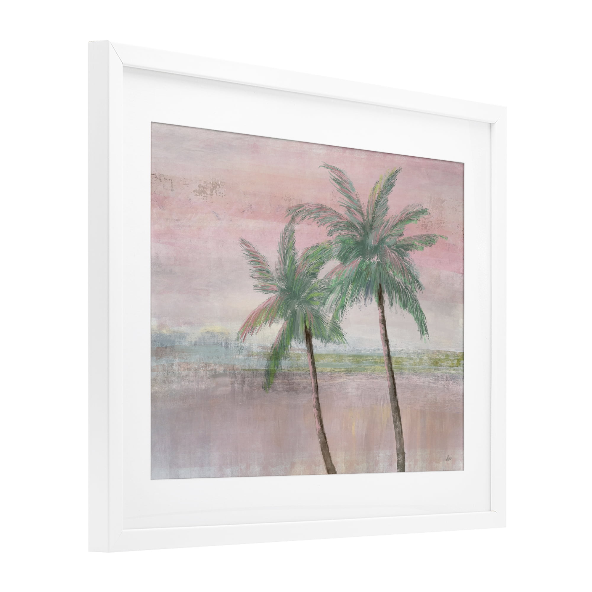 Stupell Industries Sunset Palms at Dusk White Framed Print Under Glass, design by Nan
