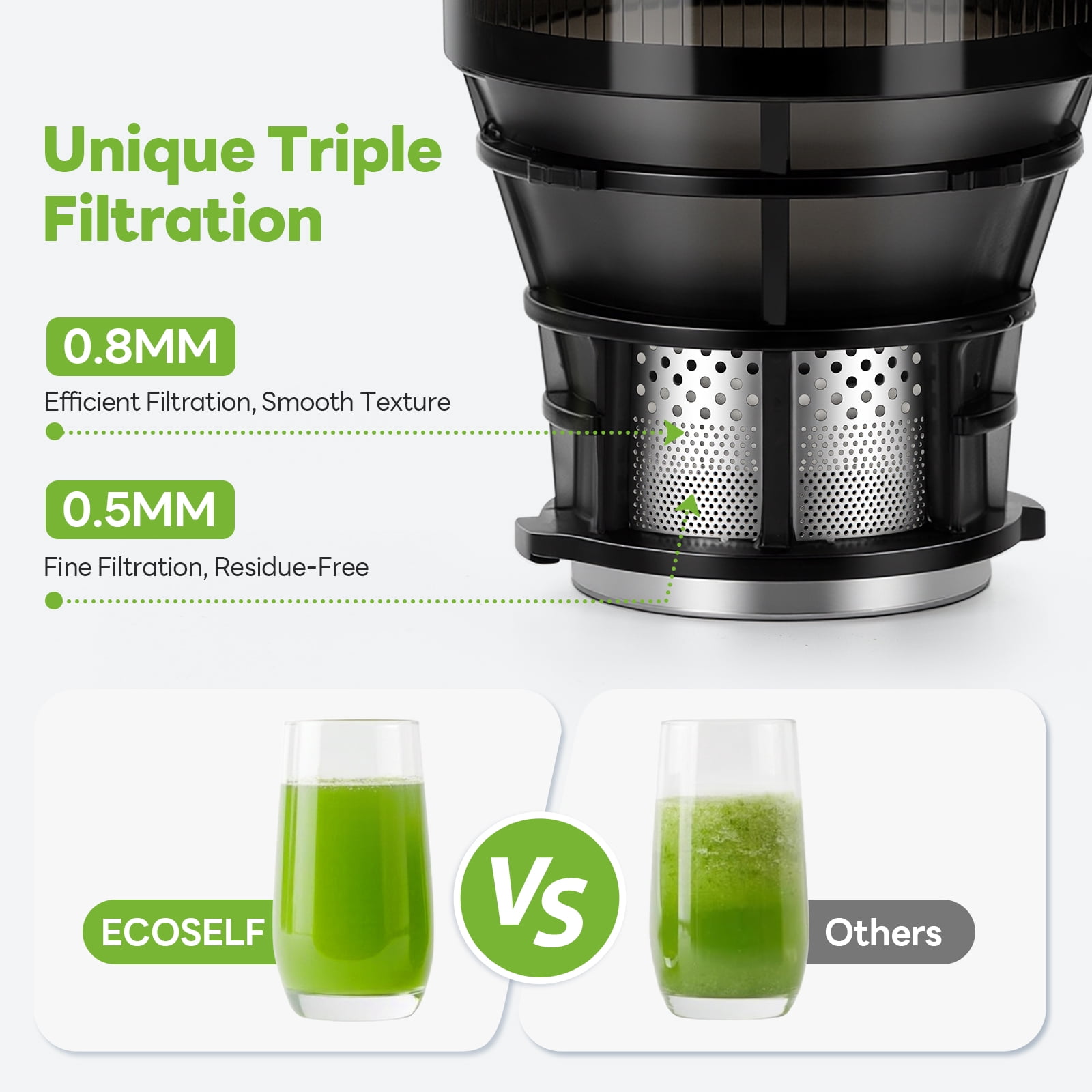 Aeitto Juicer Machines, Cold Press Juicer, 5.3" Extra Large Feed Chute for Whole Vegetables & Fruits, High Juice Yield Juice Maker,  1.7L Large Capacity Slow Masticating Juicer