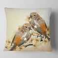 thumbnail image 2 of Designart Bird Couple on a Branch - Animal Throw Pillow - 16x16, 2 of 5