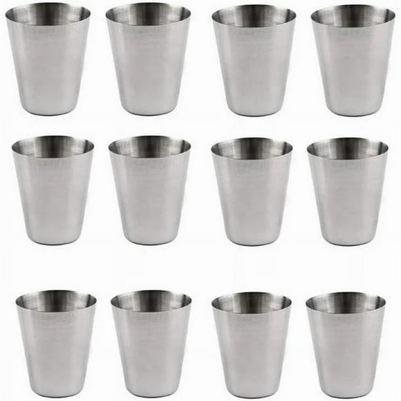 Ikeay 12*Cups, 12 Pcs1Oz/30Ml Metal Stainless Steel Cup Mug Drink Coffee Tumbler Travel, Glass&Bottle