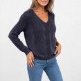 thumbnail image 6 of Edvintorg V Neck Sweaters for Women Plus Size Long Sleeve Casual Lightweight Knit Sweater Womens Clothing Black M, 6 of 7