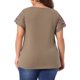 thumbnail image 3 of Agnes Orinda Blusas de verano para mujeres de talla grande con panel de encaje y mangas cortas huecas 2X marrón, 3 of 6