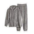 thumbnail image 2 of Mutghys Winter Pajamas for Women Set Fleece Hooded Long Sleeve Top with Pockets Elastic Waist Long Pants Home Lounging Soft Comfy Warm Sleepwear Set, 2 of 8