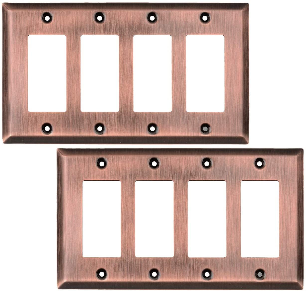 Sleeklighting 2 Pack Decorative Copper Outlet Covers 4 Gang Decorator