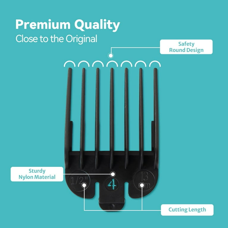 Clipper Guards Set Compatible with Most Wahl Clippers, Clipper Guides Replacement - 1/16" to 1", 10 Piece Set, Black Color