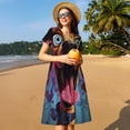 thumbnail image 4 of Balery Cartoon Big-Eyed Dog Vestidos sueltos de manga corta para mujer, vestidos de verano 2025, vestidos casuales de corte A con vuelo., 4 of 6