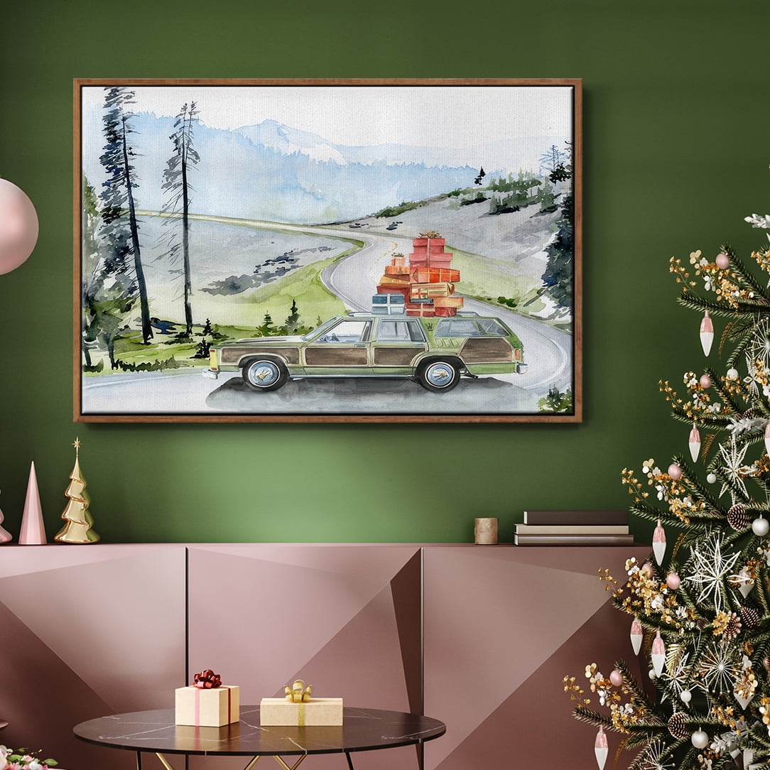 Holiday Vacation II - Framed Gallery Wrapped Holiday Canvas - 17 x 25 - Rosewood Frame