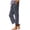 Dark Blue, variant on Cotton Linen Pants for Women Polka Dots Print Pockets Side Split Straight Leg Beach Casual Summer Trousers (2XL, Purple)