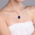 thumbnail image 5 of Gem Stone King 10K White Gold Blue Created Sapphire Pendant Necklace for Women (10.00 Cttw, Gemstone September Birthstone, Emerald Cut 14x10MM, with 18 inch Chain), 5 of 5