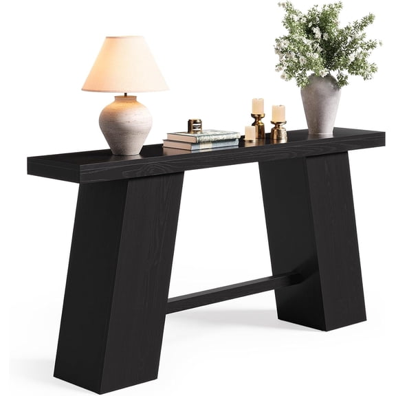 Fnova 70.8" Modern Console Table, Black A-Shaped Legs Narrow Entryway Table, Extra Long Sofa Table for Living Room, Hallway, Foyer