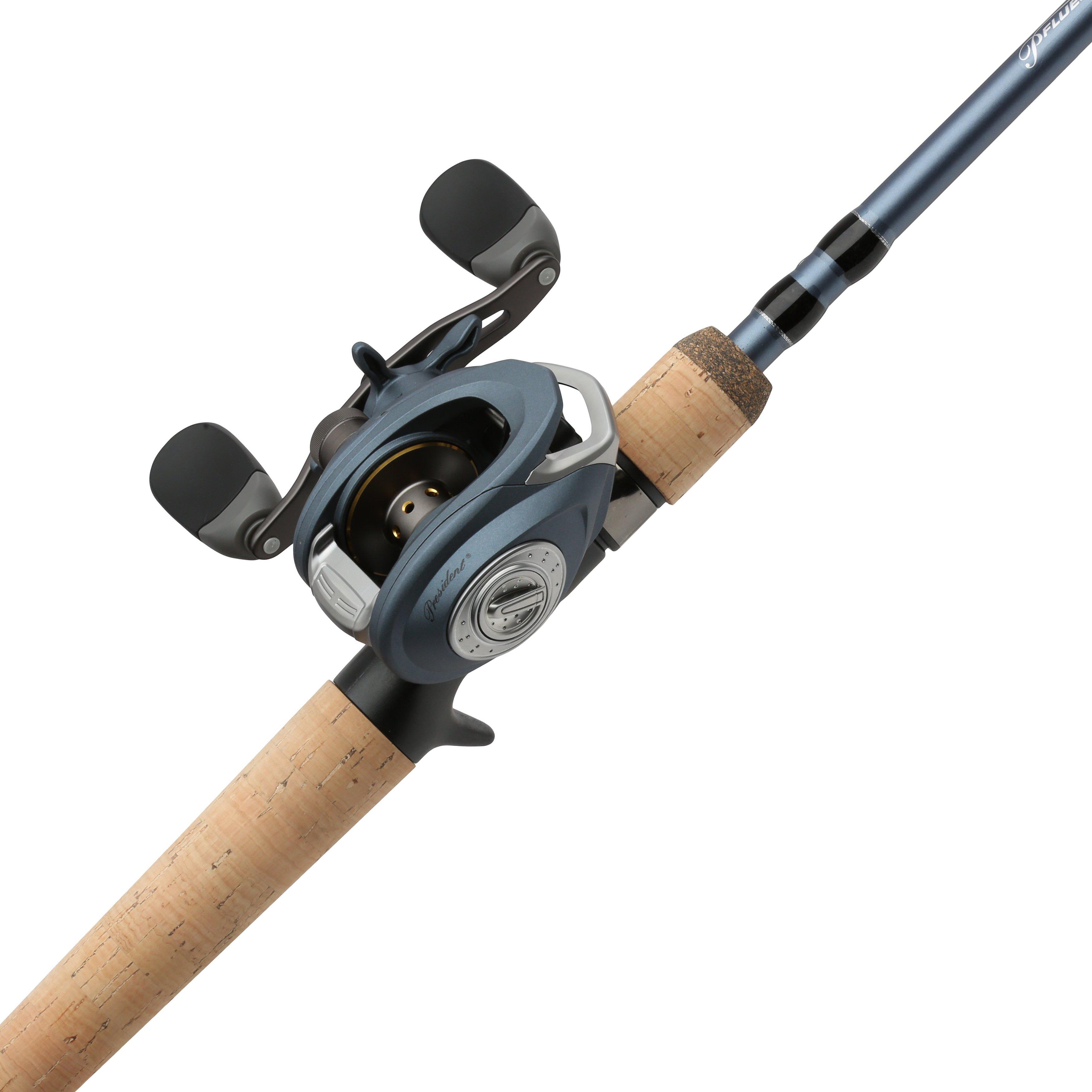 Pflueger President Baitcast Fishing Combo, 7' Medium Heavy Rod, Left-Handed Reel