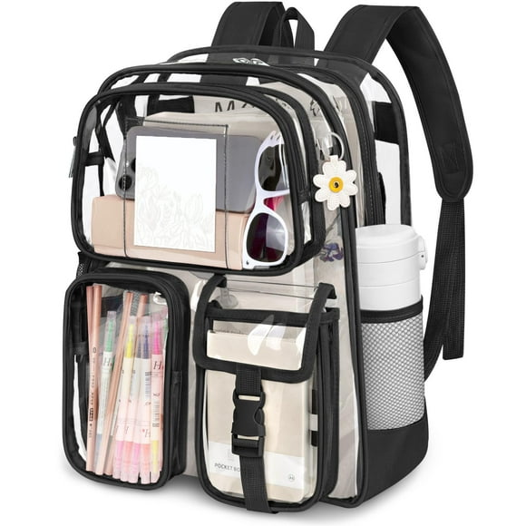 Mochila transparente Attmu Heavy Duty PVC transparente negra