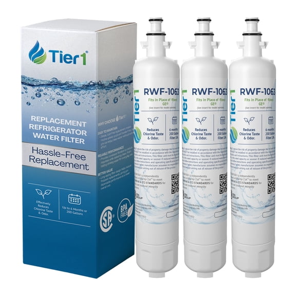 Tier1 RPWF Refrigerator Water Filter 3-pk | Replacement for GE RPWF (NOT RPWFE), WSG-4, MPF15350, DWF-36, R-3600, OPFG3-RF300, RWF3600A, WD-RPWF, WF277, Fridge Filter