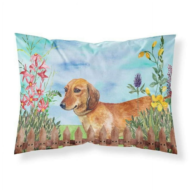 Carolines Treasures CK1214PILLOWCASE Dachshund Spring Fabric Standard Pillowcase