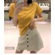 thumbnail image 2 of Camiseta de mujer Camiseta de manga corta con cuello redondo Camiseta estampada con letras, Amarillo, M sidaley AP001571-05B, 2 of 7