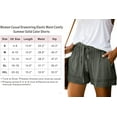 thumbnail image 6 of Women Comfy Drawstring Casual Elastic Waist Pure Color Shorts Summer Beach Lightweight Short Pants with Pockets, 6 of 9
