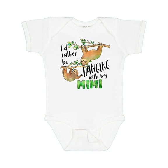 Inktastic Id Rather Be Hanging with My Mimi Cute Sloths Boys or Girls Baby Bodysuit