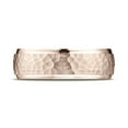 thumbnail image 2 of Benchmark� 14k Rose Gold Comfort Fit 7mm High Polish Edge Hammered Center Design Wedding Band Ring, 2 of 7