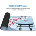 thumbnail image 4 of Japanese Cherry Blossom Gaming Mouse Pad, Blue and White Extended Large Mouse Mat Desk Pad, Stitched Edges Mousepad, 3mm Thick Long Non-Slip Rubber Base Mice Pad, 31.5 X 11.8 Inch, 4 of 6