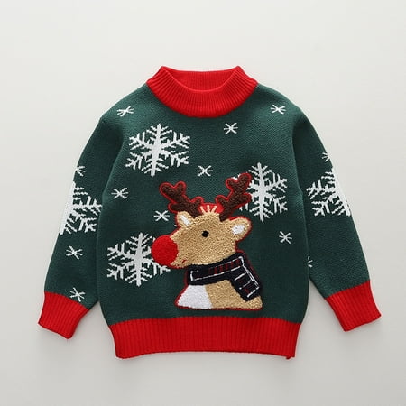 

Zelic Ugly Christmas Sweater For Kids Clearance Children s Pullover Sweater Autumn And Winter Girls Christmas Knit Sweater Elk Long Sleeve Top