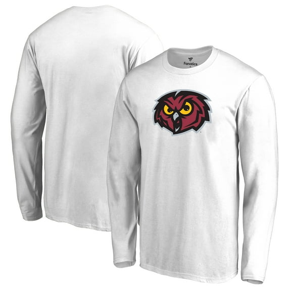 Men's White Temple Owls Primary Logo Long Sleeve T-Shirt