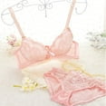 thumbnail image 3 of Lovebay Ladies Lace Gathered Bra Set,Push-up Bralette+Panty Lingerie Suit,Pink,B Cup, 3 of 8