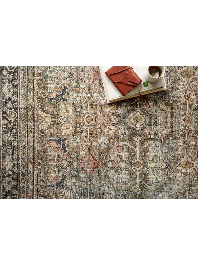 Loloi Layla Printed Oriental Distressed Olive / Charcoal 2'-6