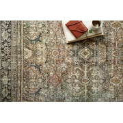Loloi Layla Printed Oriental Distressed Olive / Charcoal 9-0 x 12-0 Area Rug