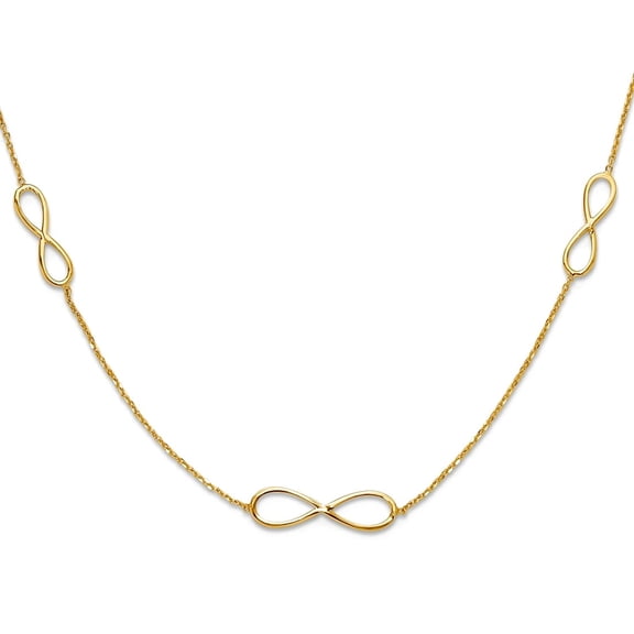 22mm 14k Solid Yellow Gold Polished Infinity Stations With 2in Extension Necklace 16 Inch Pendant Necklace for Women