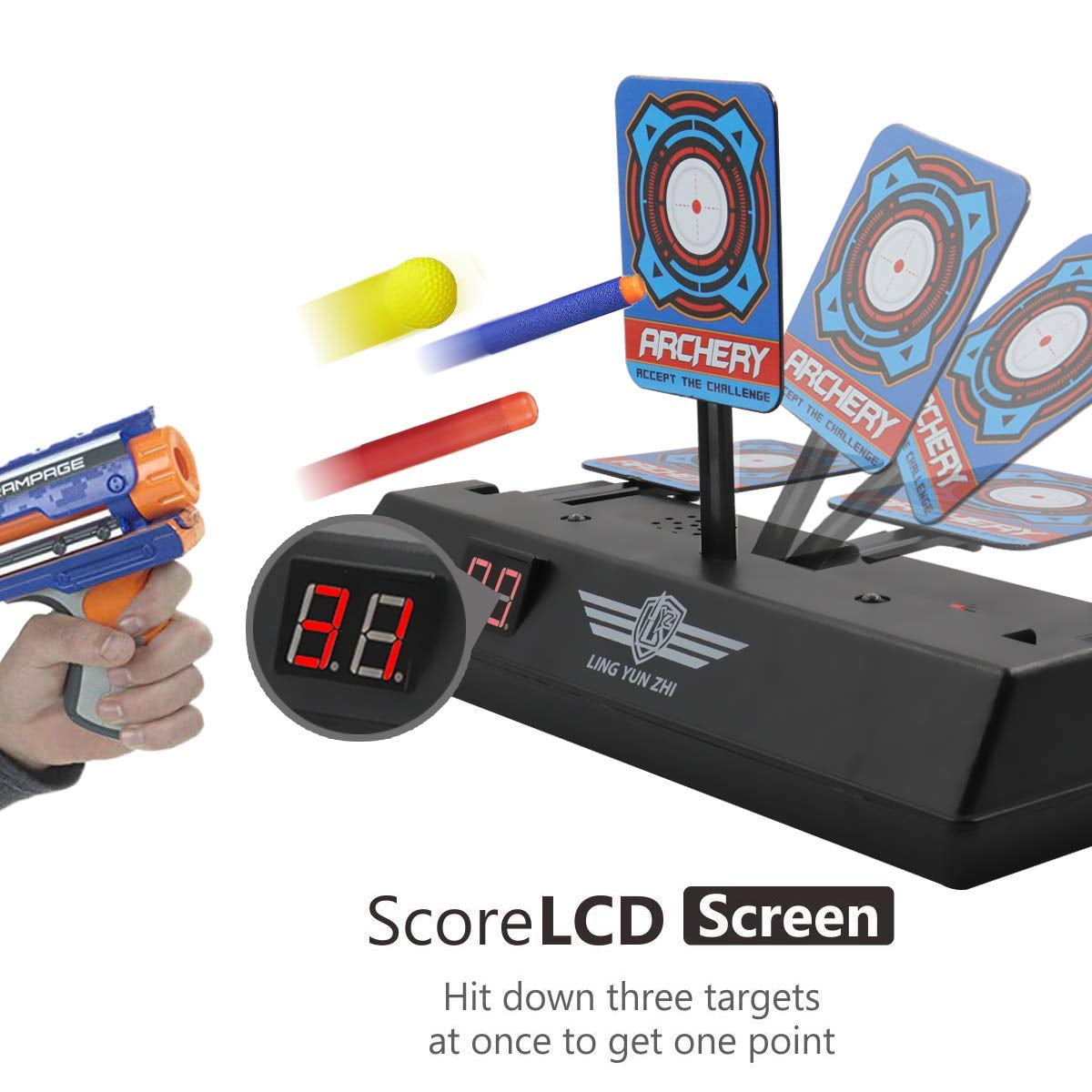 Indoor Outdoor BNIB HOPOCO Target Shooting Electric Scoring Game 3 Targets 