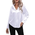 thumbnail image 3 of Innerwin Shirts Long Sleeve Ladies Tunic Tops Office Button Down Soft Blouse White L, 3 of 5
