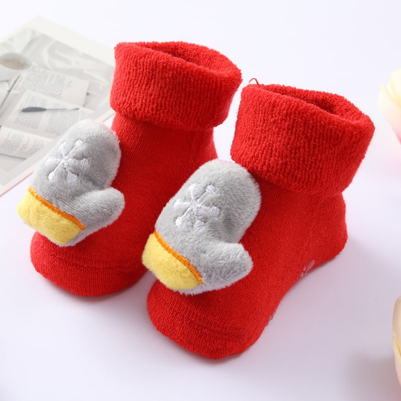 Toddler Baby Boys Girls Christmas Socks Kids Warm Thickened Cotton Anti-skid Winter Xmas Gift Socks
