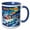 Blue/White, variant on 3drose, Happy Holidays Text. Colorful Village in Snow, Frozen River. Art Gift, 11oz Two-tone Red Mug
