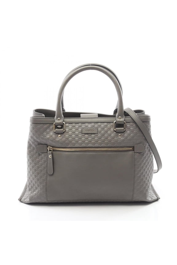 Pre-Owned Gucci Microguccissima 2-Way Handbag, Leather, Women's, Gray, 510291