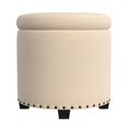 thumbnail image 2 of Otomana Benzara Zoya redonda de 19 pulgadas con parte superior elevable, beige y negro, 2 of 5
