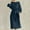 A0600-Navy, variant on QUINDOS Dresses for Women Casual Sundress Crew Neck 3/4 Sleeve Sun Dresses Summer Cotton Linen Solid Color Waist Tie Long Midi Dresses for Women