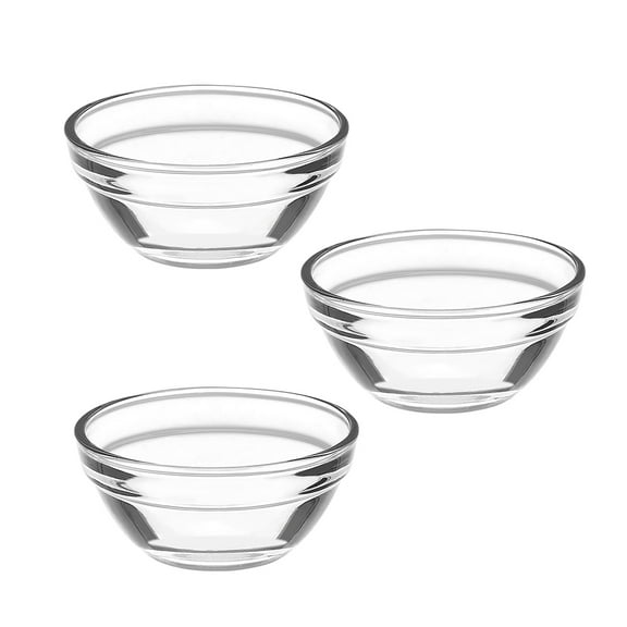 UPGRATOR 3Pcs Small Glass Pudding Bowl Modern Design for Refrigerator and Dishwasher Safe