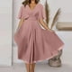 thumbnail image 2 of Gibobby Vestido de Verano para Mujer Temperamento de verano, vestidos de cintura media, belleza, temperamento Retro, manga larga, Color sólido, vestidos(Rojo,M), 2 of 3