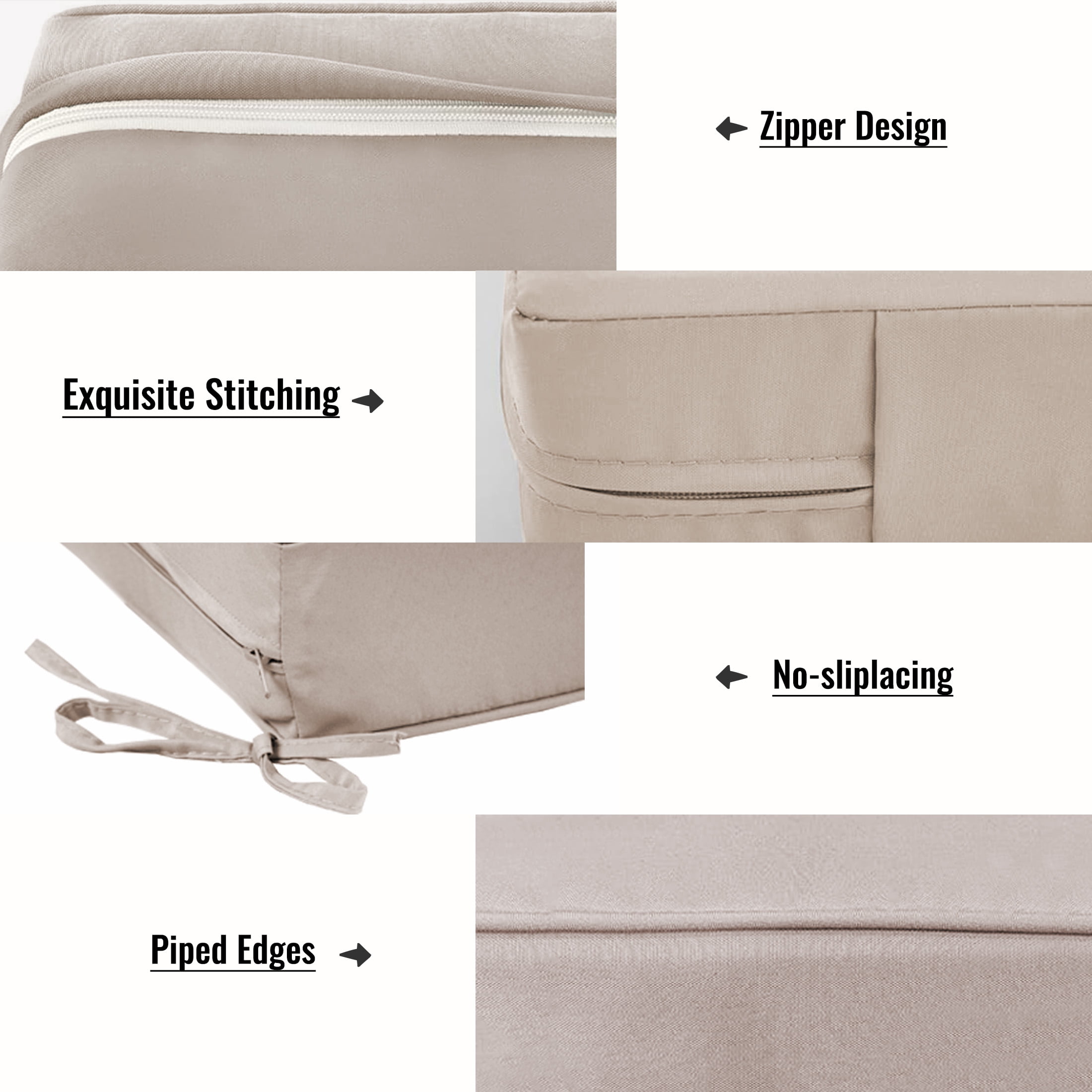 Geemuslly 48 x 24 Outdoor Loveseat Cushion Set, Waterproof & Fade-Resistant Patio Replacement Cushions for Sofa, Bench, or Swing – Thick Seat & Backrest Support,Khaki