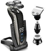 Vislone Electric Razor for Men, 5 in 1 Shavers for Men with Nose/Hair/Beard Trimmer Grooming Kit, Rechargeable, Waterproof, LED Display