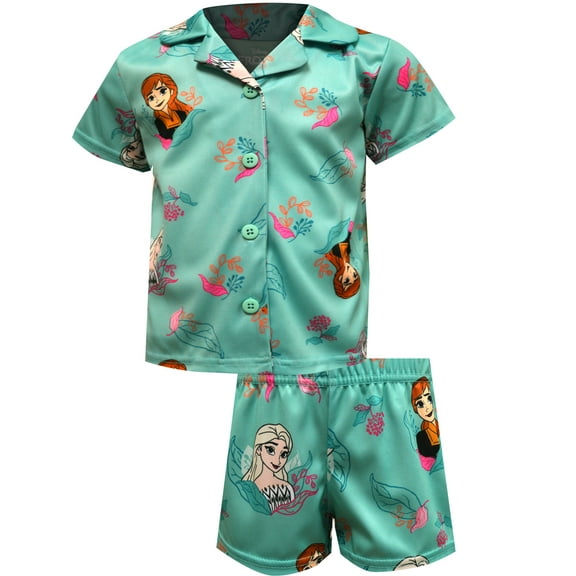 AME Sleepwear Girls Frozen Elsa and Anna Summer Shortie Pajama (6)