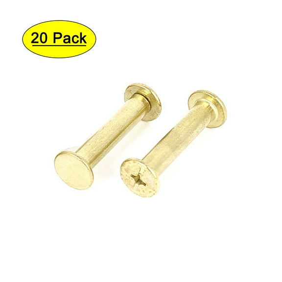 Unique Bargains Brass Plated 5x25mm Binding Chicago Screw Post 20pcs for Leather Scrapbook