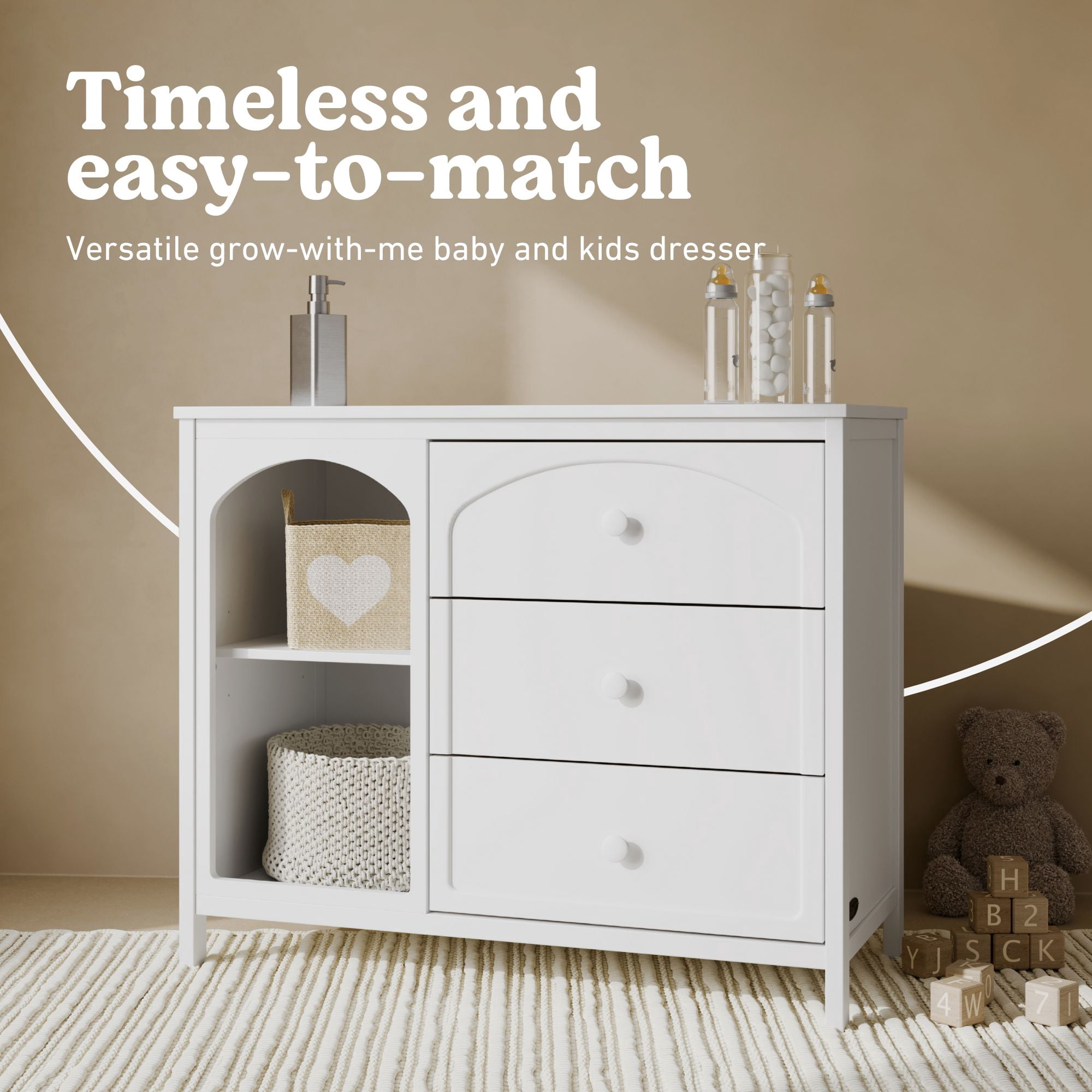 Graco Olivia 3 Drawer Combo Dresser, White