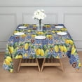 thumbnail image 3 of Yellow Lemon Fruit Clusters Blue Pattern Square Tablecloth,Waterproof Square Table Cover,Wipeable Spillproof Washable Table Cover for Home Kitchen Party Decor 52"x52"(132x132cm), 3 of 6