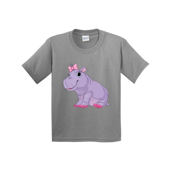 Inktastic Cute Purple Hippo Youth T-Shirt