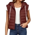 thumbnail image 2 of Womens Puffer Vest Lightweight Winter Sleeveless Jacket Quilted Outerwear with Hood Zip Up Down Vests with Pockets,S-3XL, 2 of 9