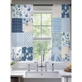 thumbnail image 2 of Blue Floral Sheer Curtains 63 Inch Length 2 Panels Set, Spring Flowers Plants Patchwork Grid Bohemia Voile Window Treatment Rod Pocket Curtains Sheers Drapes for Bedroom/Living Room/Kitchen 52x"63"x2, 2 of 7